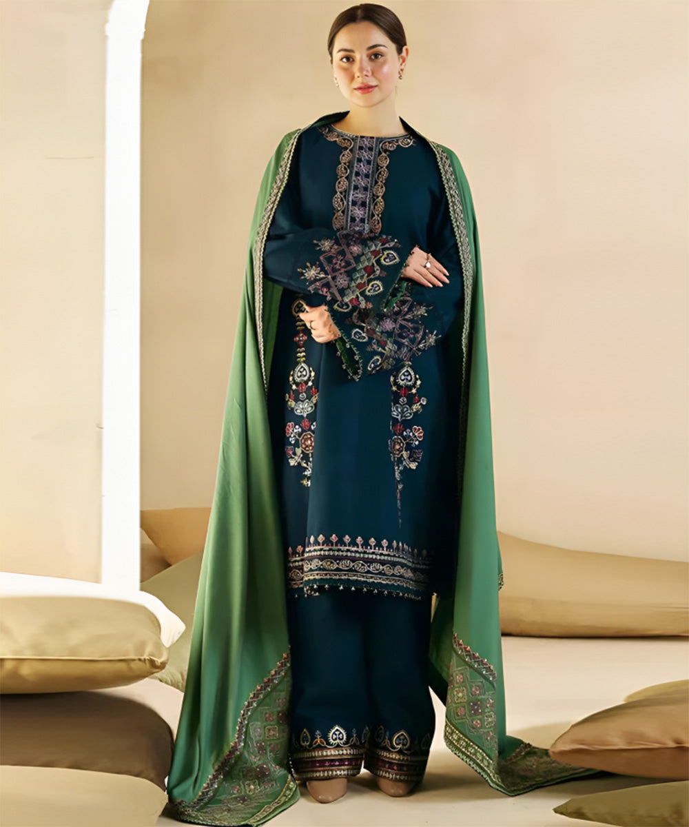 Lawn 3PC Embroidered with Cotton Net Viscose Embroidered Dupatta -5175