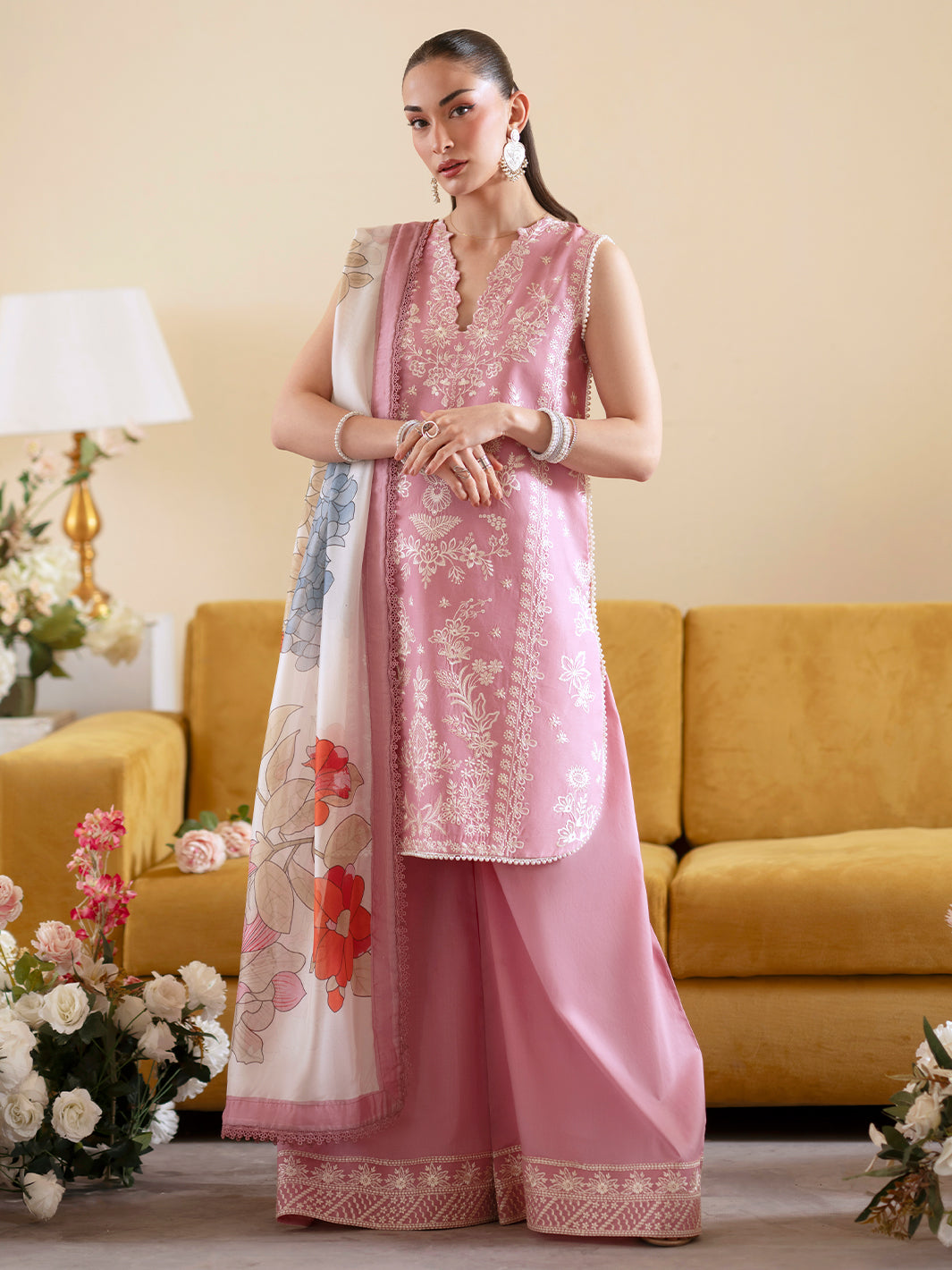 Lawn-3PC Embroidered With Chiffon Digital Printed Dupatta-5224