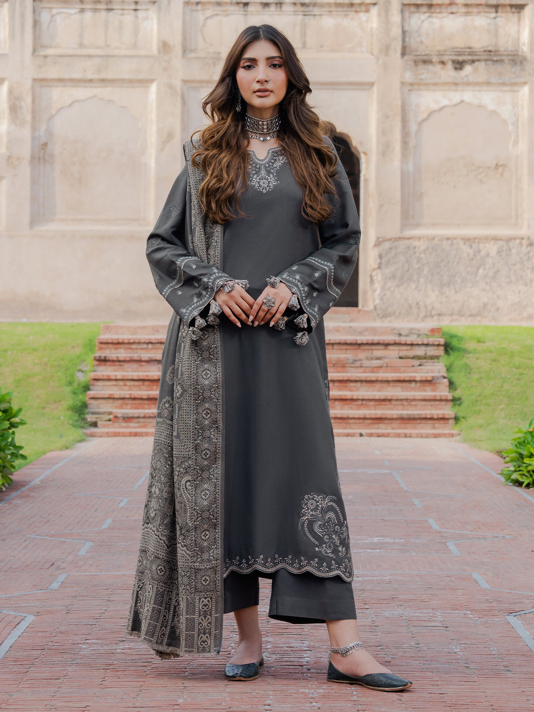 Lawn-3PC Embroidered with Digital Printed Jacquard Dupatta-5050