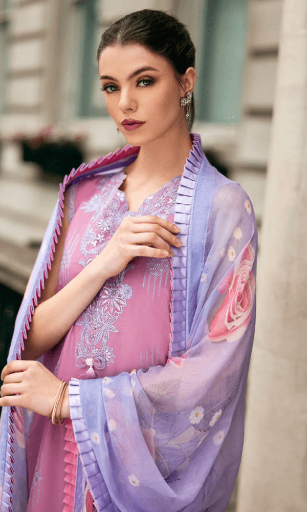 Dhanak-3PC Embroidered Shirt with Digital Printed Wool Shawl - 662