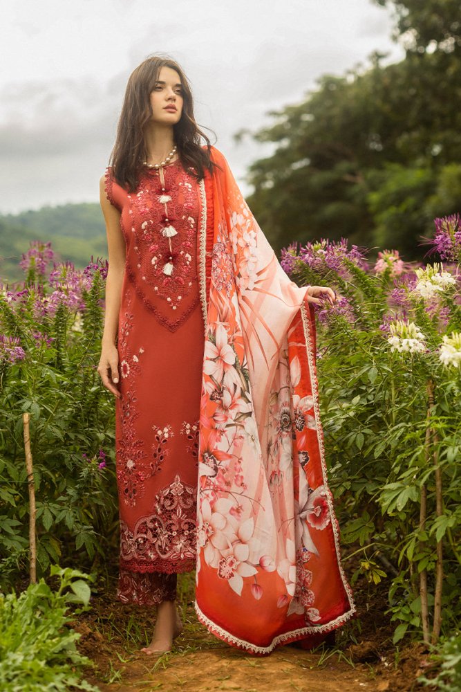 Lawn-3PC Embroidered Shirt with Digital Printed Jacquard Dupatta-1175