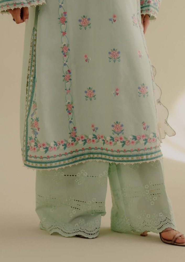 Lawn-3PC Embroidered Shirt with Digital Printed Jacquard Dupatta-1386