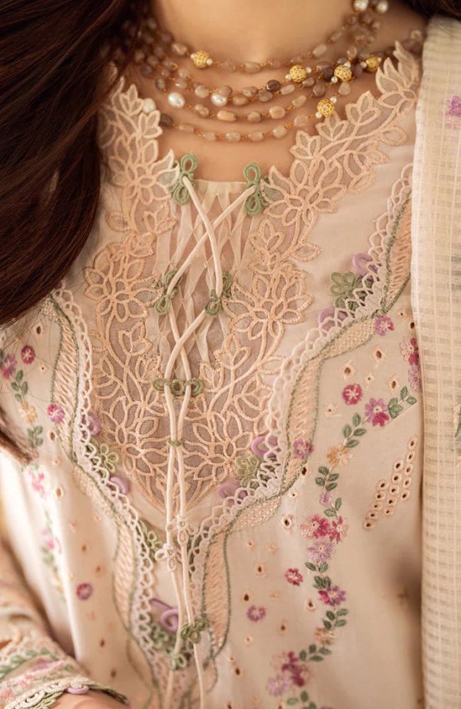 Lawn-3PC Embroidered Shirt with Organza Embroidered Dupatta-1379