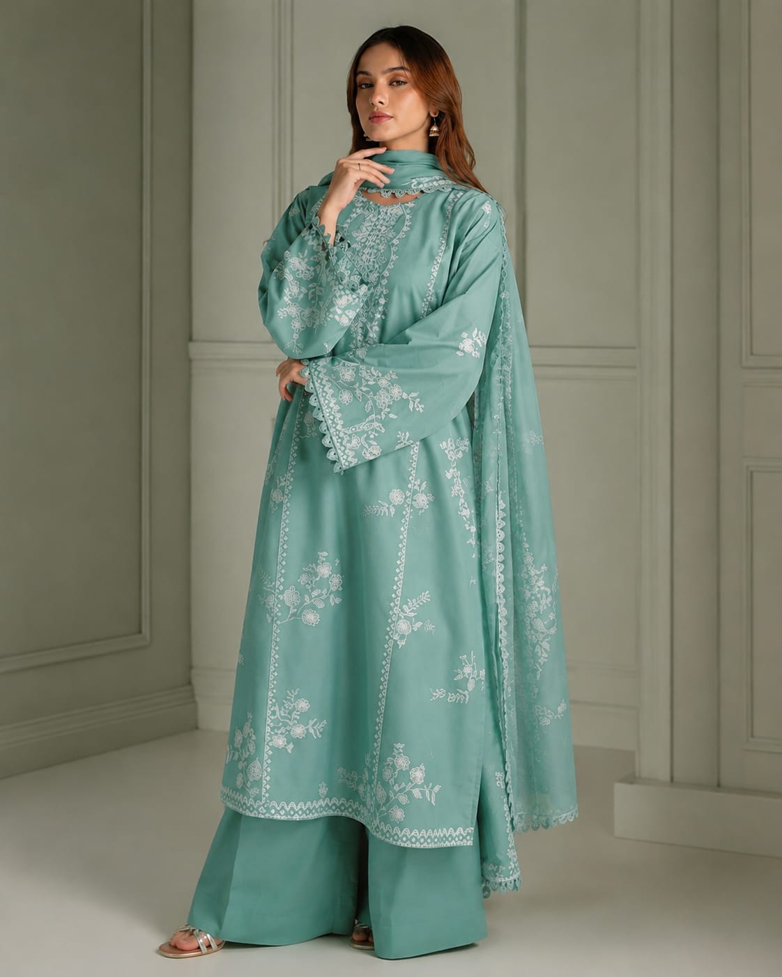 DHANAK EMB 3PC SUIT BH -0010015