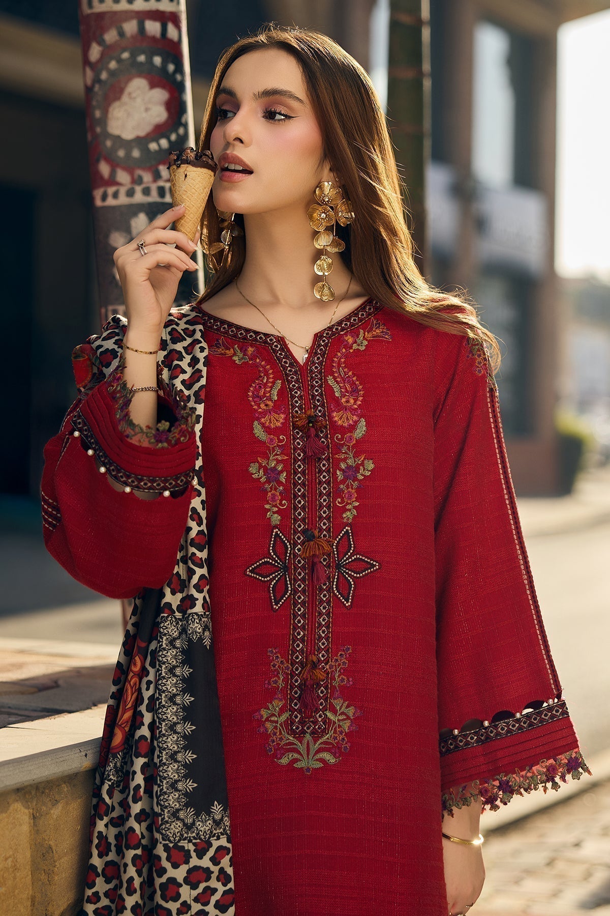 Lawn-3PC Embroidered Shirt With Digital Printed Jauqard Dupatta-5049